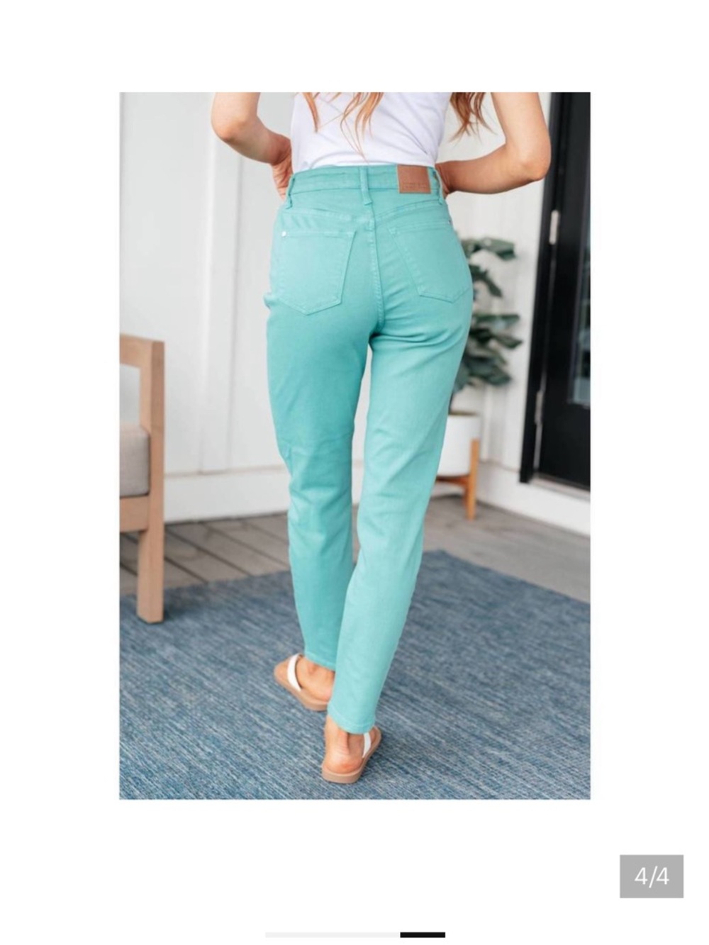 NWT JUDY BLUE high rise garment dyed slim jeans in aquamarine - Picture 4 of 14
